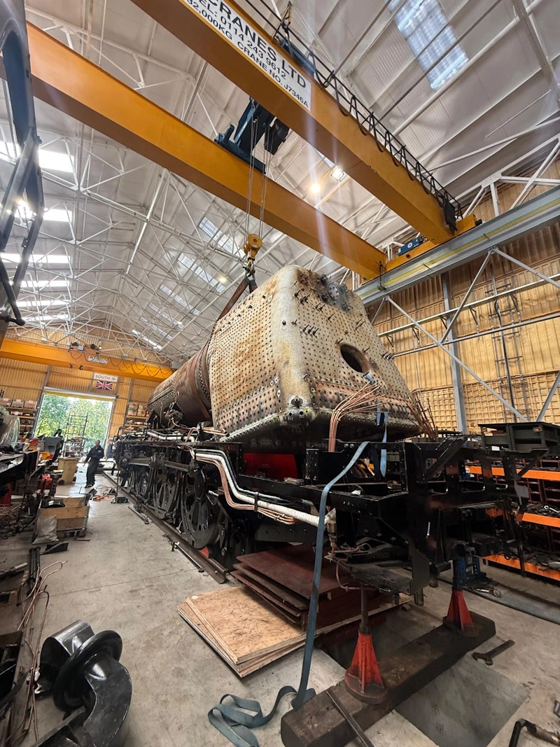 Photographs of the test fitting of the boiler